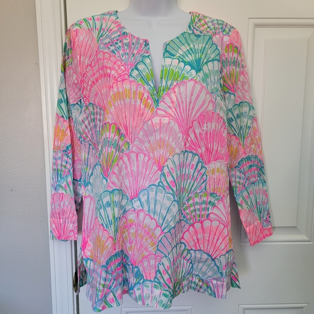 NWOT Lilly Pulitzer Amelia Island Tunic In Oh Shello Colorful Shell Print Medium